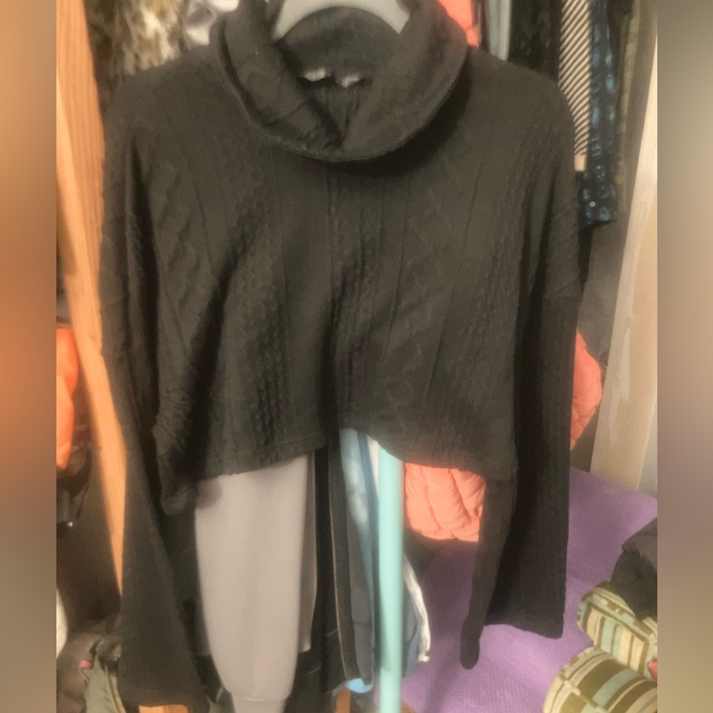 Black Cowl Neck Cropped Sweater